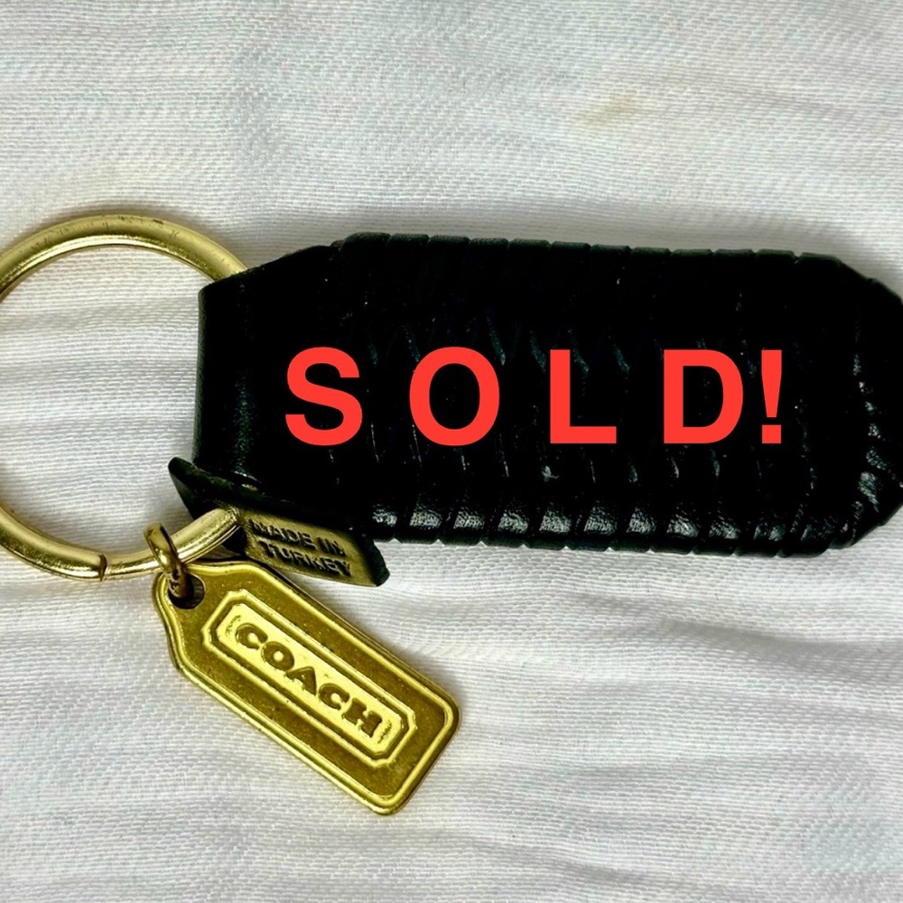 Vintage Coach Black Woven Leather Key Fob Bag Charm